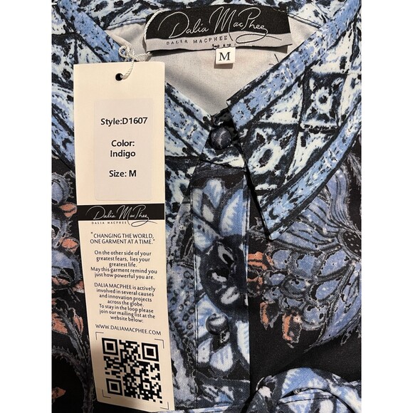 Dalia MacPhee women Belted Long Maxi Dress size Medium (4-6) Blue Floral Flutter - Picture 6 of 9